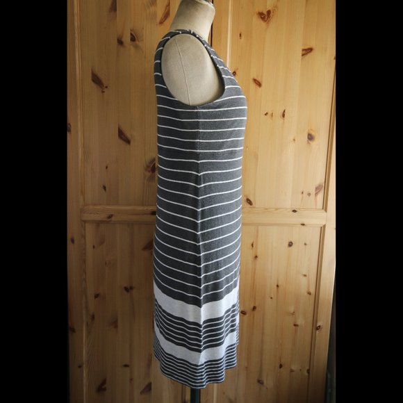 Dress Grey White Striped Soft Jersey L - Picture 4 of 9
